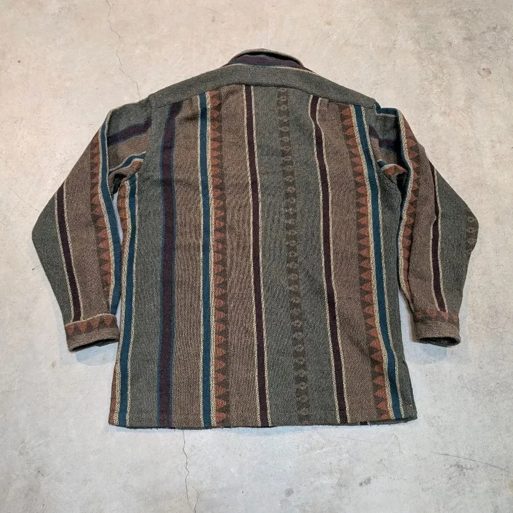 VTG Polo Ralph Lauren Logging Wool Fleece Striped Green Flaws Mens M